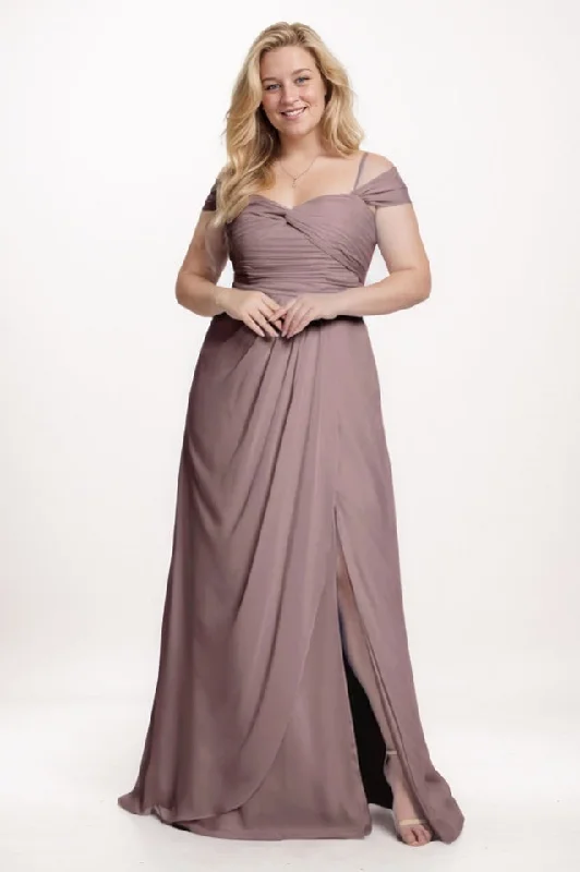 Zippered Dresses for Convenience -A-Line Maxi Chiffon Bridesmaid Dress CB0766