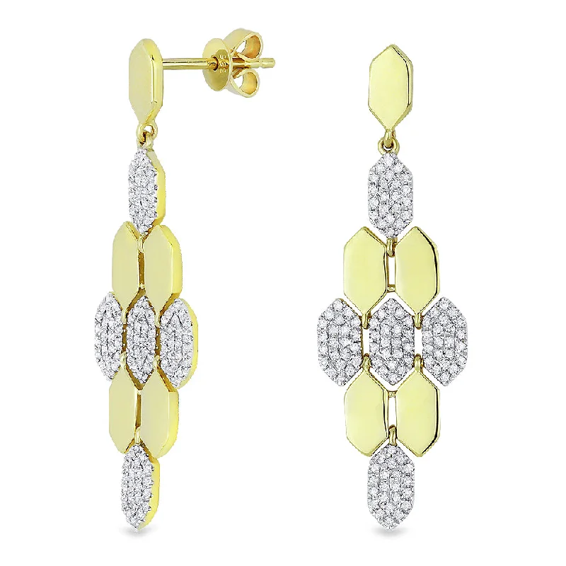 Drop Earrings with Symbolic Elements -18" 0.48Ct White Diamond Drop/dangle Earrings In 14K Yellow Gold