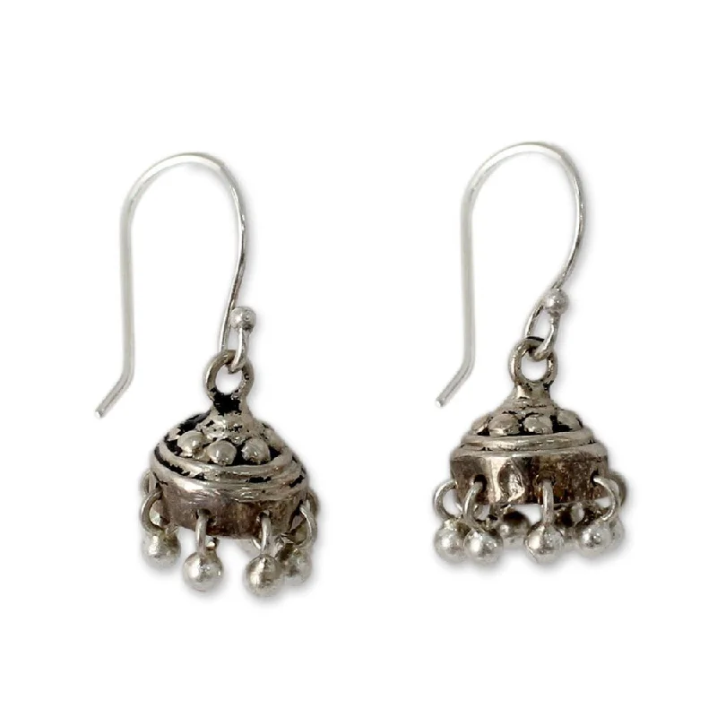 Drop Earrings with Floral Motifs -NOVICA Handmade Sterling Silver 'Traditional Grace' Earrings (India)