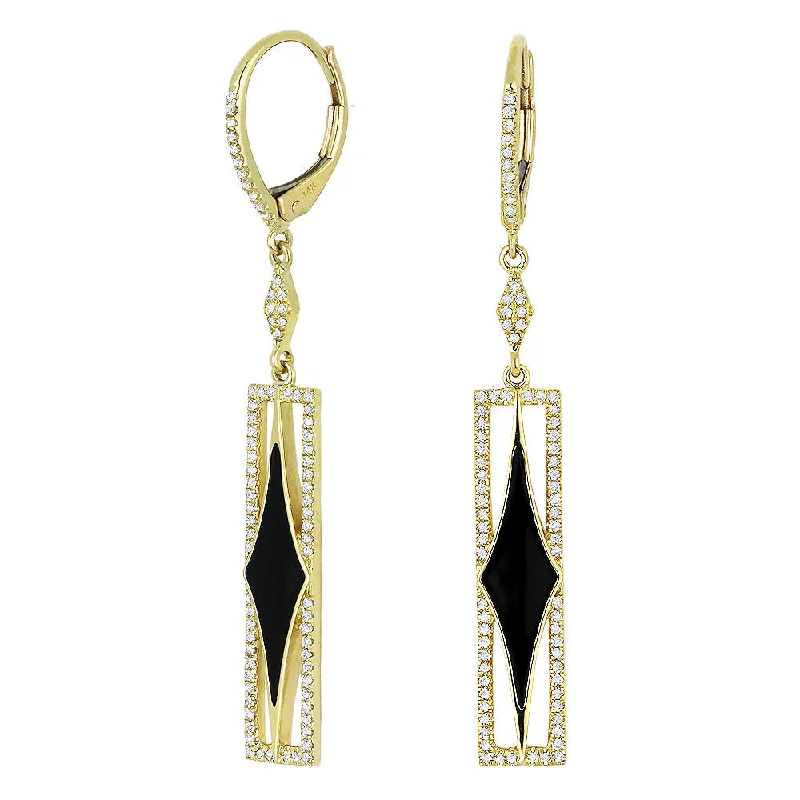 Drop Earrings for Festival Style -18" Ct Enamel Drop/dangle Earrings In 14K Yellow Gold