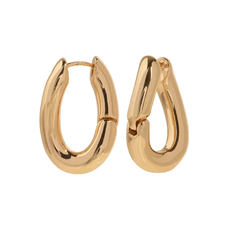 Drop Earrings with Etched Designs -Asymmetric Hoop Earrings - Gold