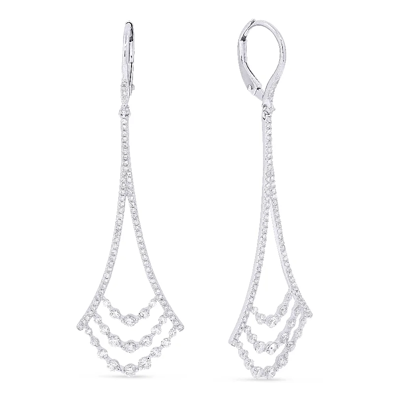 Minimalist Drop Earrings with Simplicity -1.30Ct White Diamond Drop/dangle Earrings In 14K White Gold