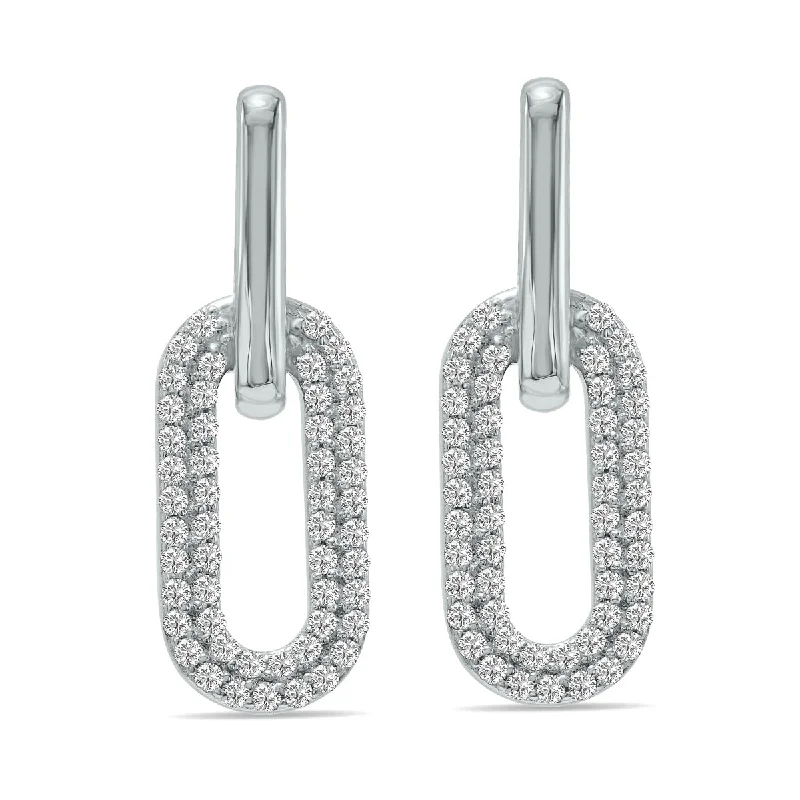 Rhinestone Drop Earrings for Sparkle -1/2 Ctw Lab Grown Diamond Dangling Drop Earrings In 10K White Gold