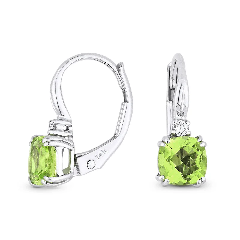 Drop Earrings for Office Wear -18" 1.28Ct Peridot Drop/dangle Earrings In 14K White Gold