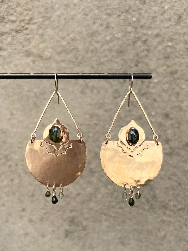 Drop Earrings with Debossed Designs -First Flourish Earrings (stone options)