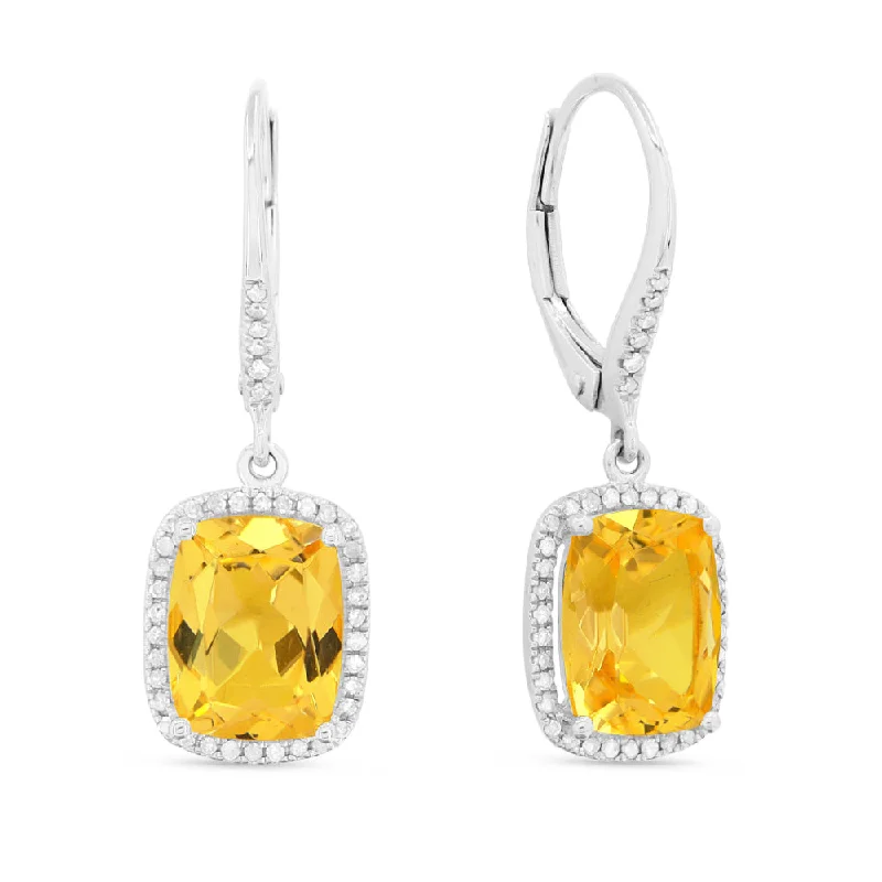 Drop Earrings for Fitness Activities -18" 5.25Ct Citrine Drop/dangle Earrings In 14K White Gold