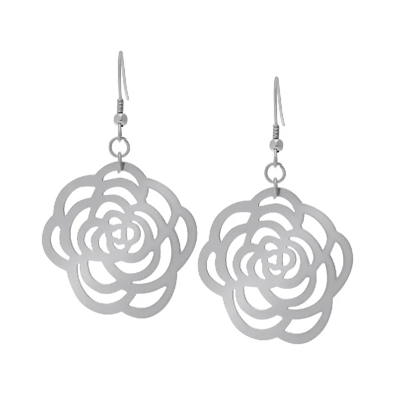 Drop Earrings with Symbolic Elements -Victoria Townsend Silver-plated Stainless Steel Flower Earrings