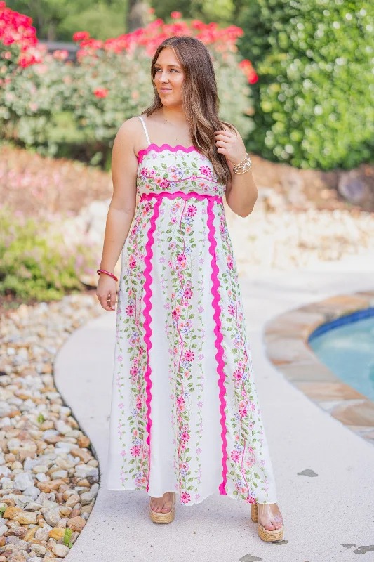 Maximalist Dresses for Bling -Floral Blessings White Maxi Dress