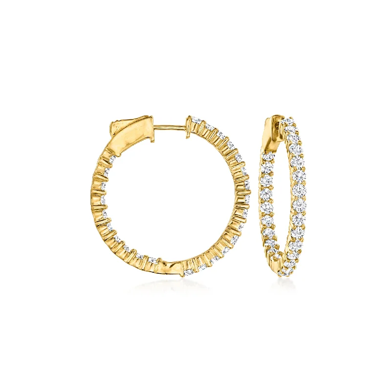 Bohemian Drop Earrings with Tassels -Ross-Simons Diamond Inside-Outside Hoop Earrings in 14kt Yellow Gold