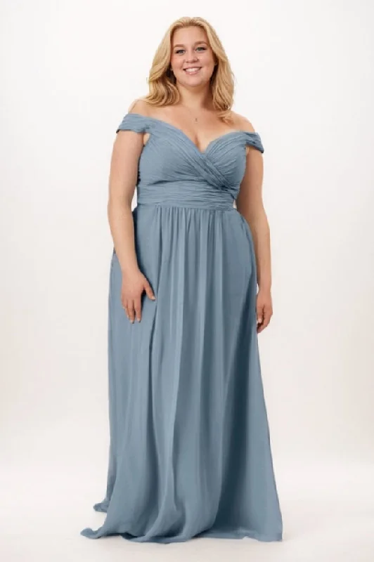 Wool Dresses for Warmth -A-Line Maxi Chiffon Bridesmaid Dress CB0770