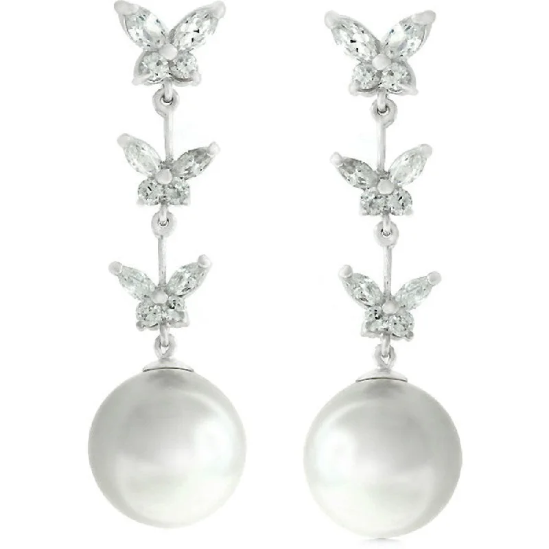 Retro Drop Earrings for Nostalgia -Luxury Butterfly Pearl Dangle Earrings Ideal For Special Occasions And Everyday Wear - 0.7 (mm) X 11.8 (mm) X 2.5 (mm)