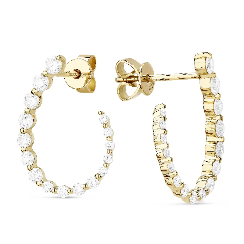 Floral Drop Earrings with Petals -18" 0.76Ct White Diamond Drop/dangle Earrings In 14K Yellow Gold