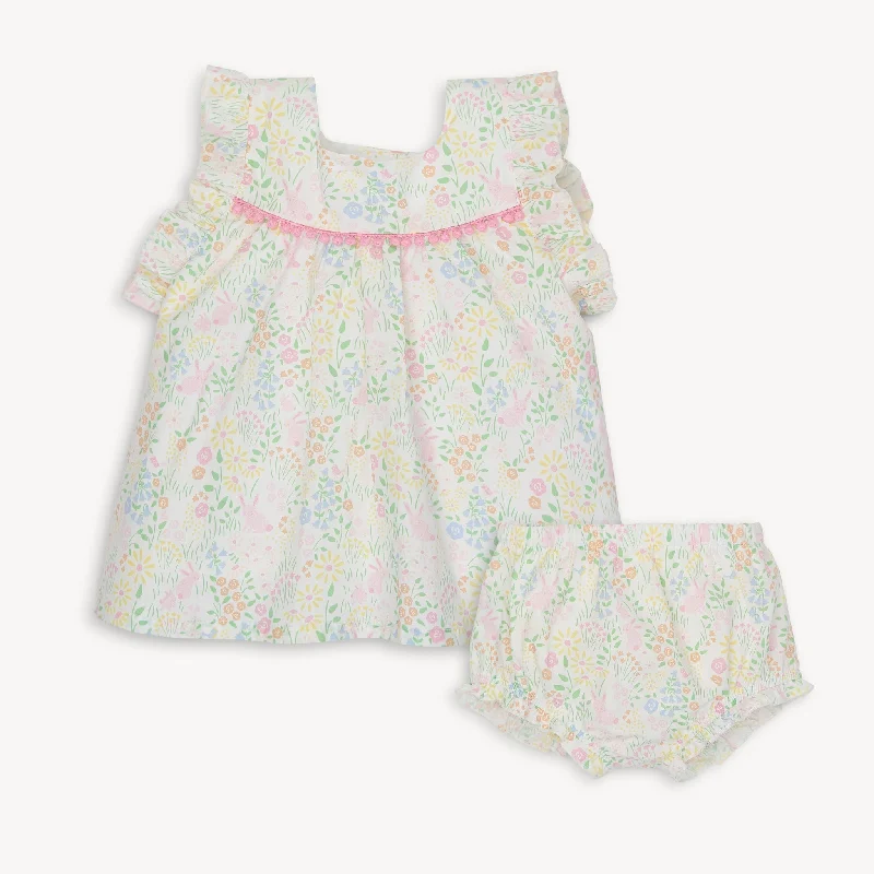 Halter Dresses for Chic Style -Magnetic Me | Hoppy Garden Cotton Dress + Diaper Cover Set