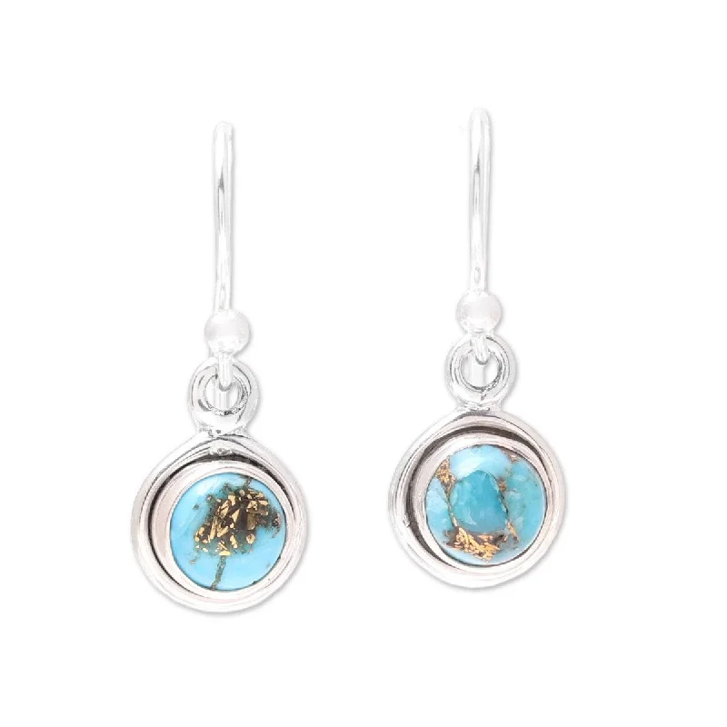 Drop Earrings for Wellness Routine -NOVICA Adorable Moon in Blue, Sterling silver and composite turquoise dangle earrings - 1.9*0.3