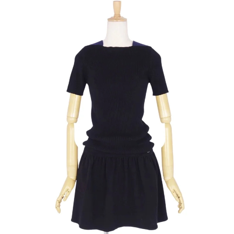 Short-sleeved Dresses for Summer -Chanel Chanel e One Earrings Dress y Short Sleeve Coco Wool Cashmereia Tops  36 (S equivalent) Black/Navey -Two-Two-Two-Two-Two-Two-Two-Two-Two-Two-Two-Two-Two-Two-Two-Two-Two-Two-Two-Two-Two-Two-Two-Two-Two-Two-Two-Two-Two-Two-Two-Two-Two-Two-Two-