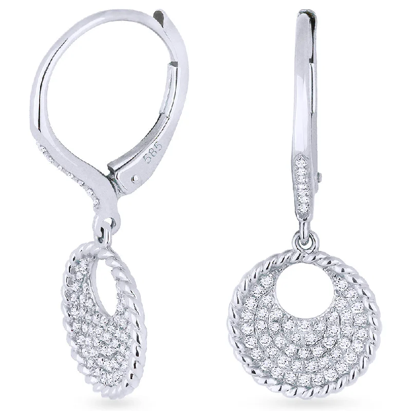 Drop Earrings with Symbolic Elements -0.32Ct White Diamond Drop/dangle Earrings In 14K White Gold