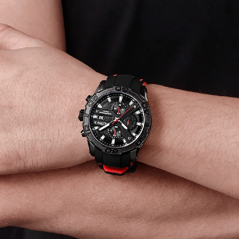 Designer watches for men with unique dials and high-end craftsmanship -Silicone Strap Men's Calendar Luminous Quartz Watch