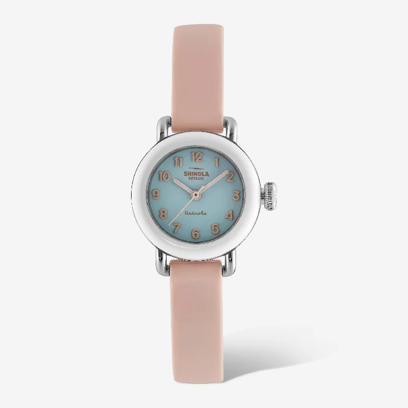 Minimalist watches for women with simple face and sleek, modern design -SHINOLA Detrola Women's Pee Wee S0120213328 Soft Teal Dial Watch