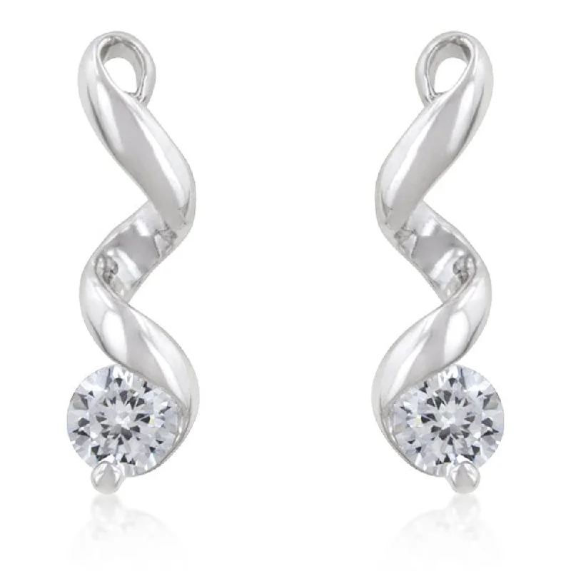 Drop Earrings with Textured Surface -Solitaire Drop Earrings - 17.8 (mm) X 4.9 (mm) X 2.7 (mm)