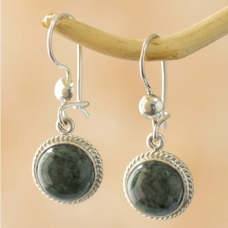 Pearl Drop Earrings for Elegance -Sterling Silver 'Mixco Moon' Jade Earrings