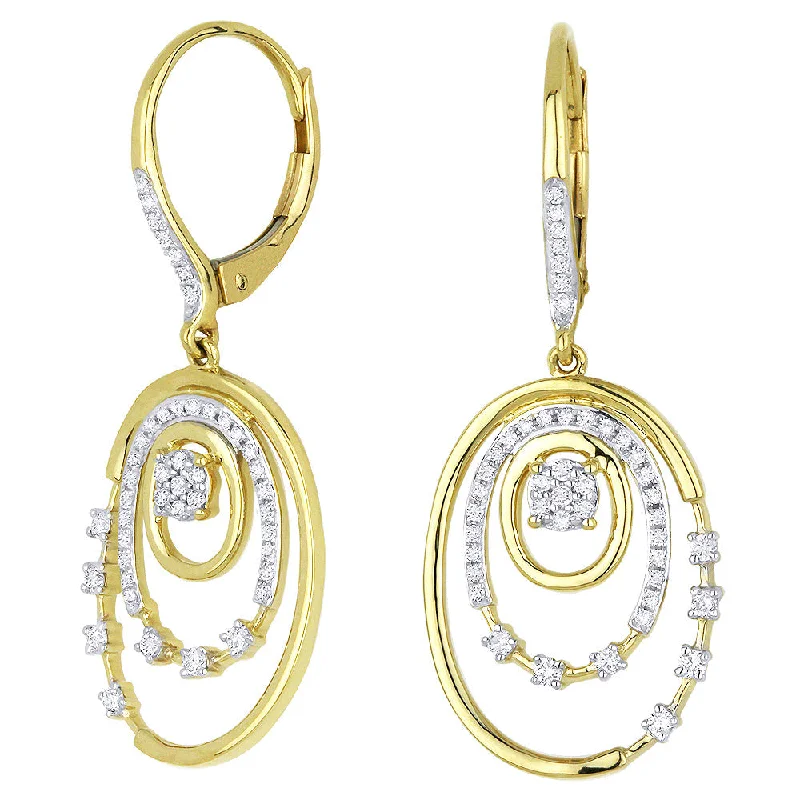 Drop Earrings for Everyday Glamour -18" 0.43Ct White Diamond Drop/dangle Earrings In 14K Yellow Gold