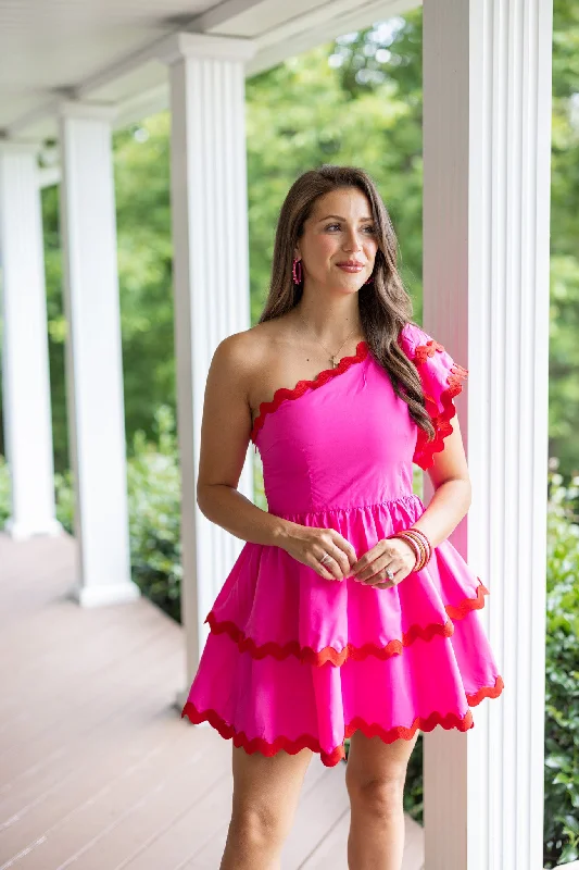 Indian Dresses with Intricacy -Breathtaking Hot Pink One Shoulder Dress