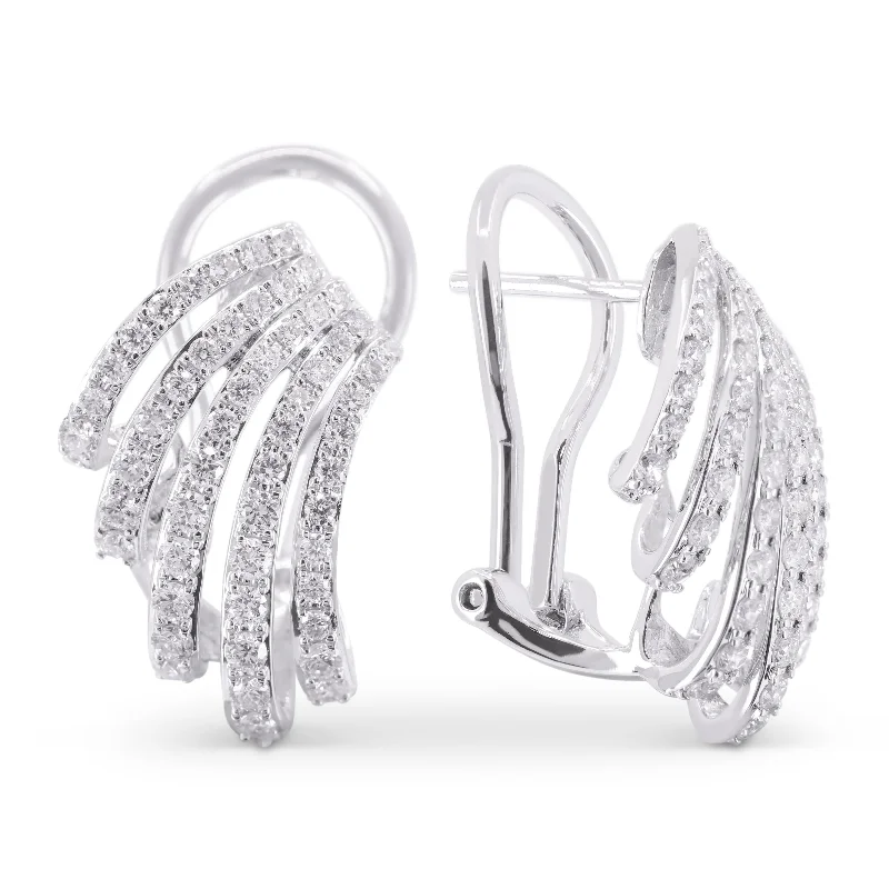 Lightweight Drop Earrings for All Day -0.97Ct White Diamond Climber Earrings In 14K White Gold