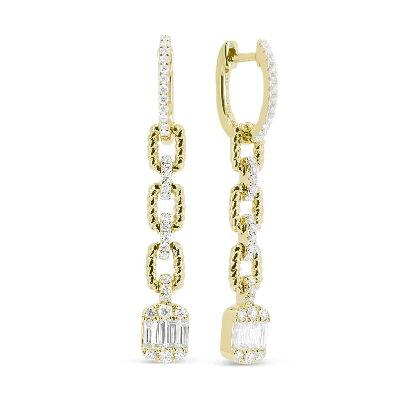 Punk Drop Earrings with Spikes -0.38Ct White Diamond Drop/dangle Earrings In 14K Yellow Gold