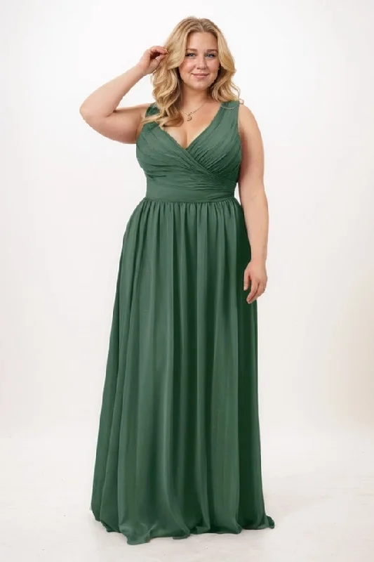 Maximalist Dresses for Bling -A-Line Maxi Chiffon Bridesmaid Dress CB0742