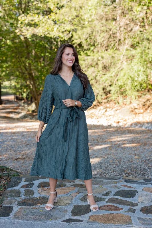 Brown Dresses for Earthy -Vintage Fancy Olive Midi Dress