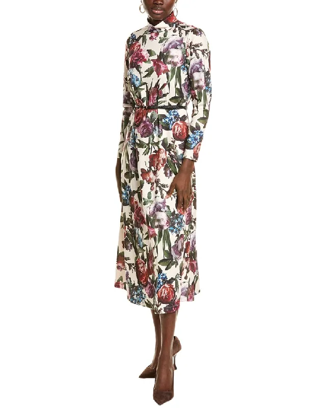 Evening Dresses for Formal Events -Anne Klein Mock Neck Printed Midi Dress