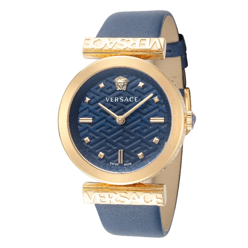 Fashion watches for men with unique dials and contemporary style -Versace Women's 34mm Blue Quartz Watch VE6J00223