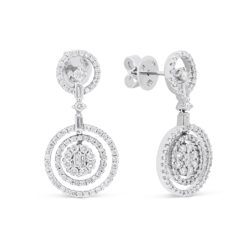 Diamond Drop Earrings for Luxury -18" 1.19Ct White Diamond Drop/dangle Earrings In 18K White Gold