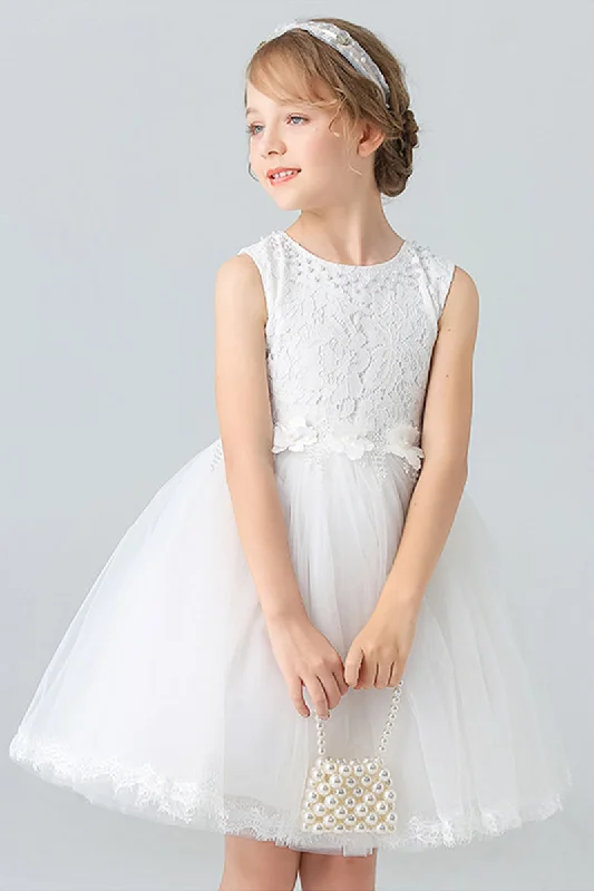 Evening Dresses for Formal Events -Ball-Gown Scoop Neck Sleeveless Mini Tulle Flower Girl Dresses 729126795007