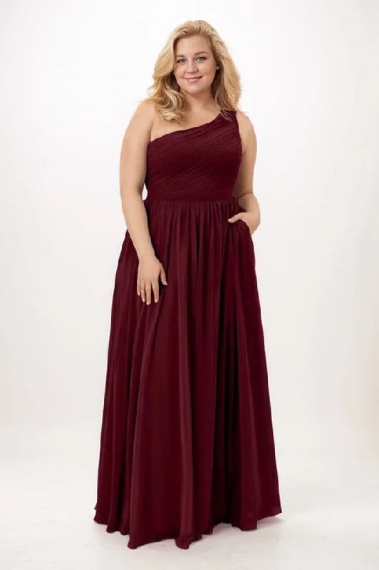 Studded Dresses for Statement -A-Line Maxi Chiffon Bridesmaid Dress CB0748