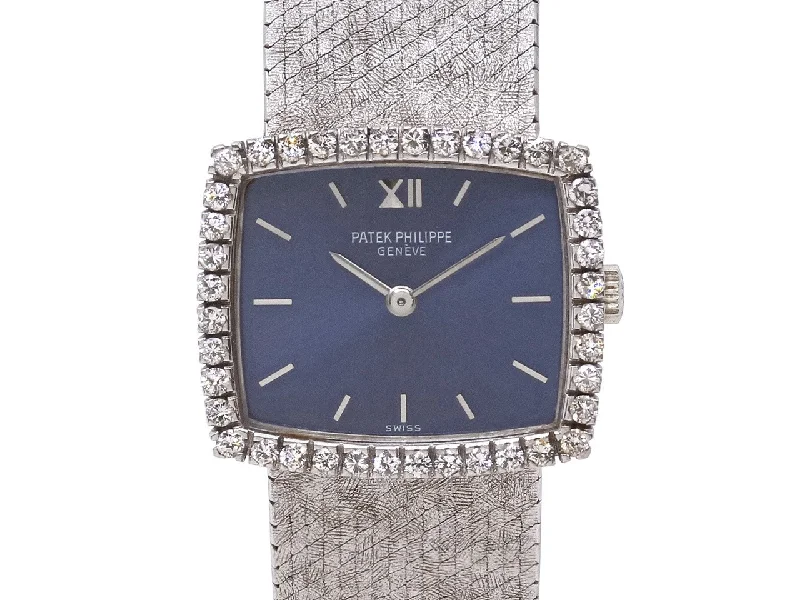 Large dial watches for women with easy readability and stylish finish -Patek Philippe Diamond Watch in 18K White Gold