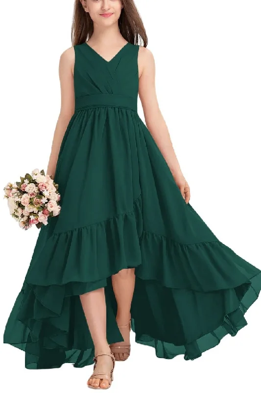 Valentine's Day Dresses for Romance -Junior Bridesmaid Dress High-Low Chiffon Gown B0CJDQ8SB2