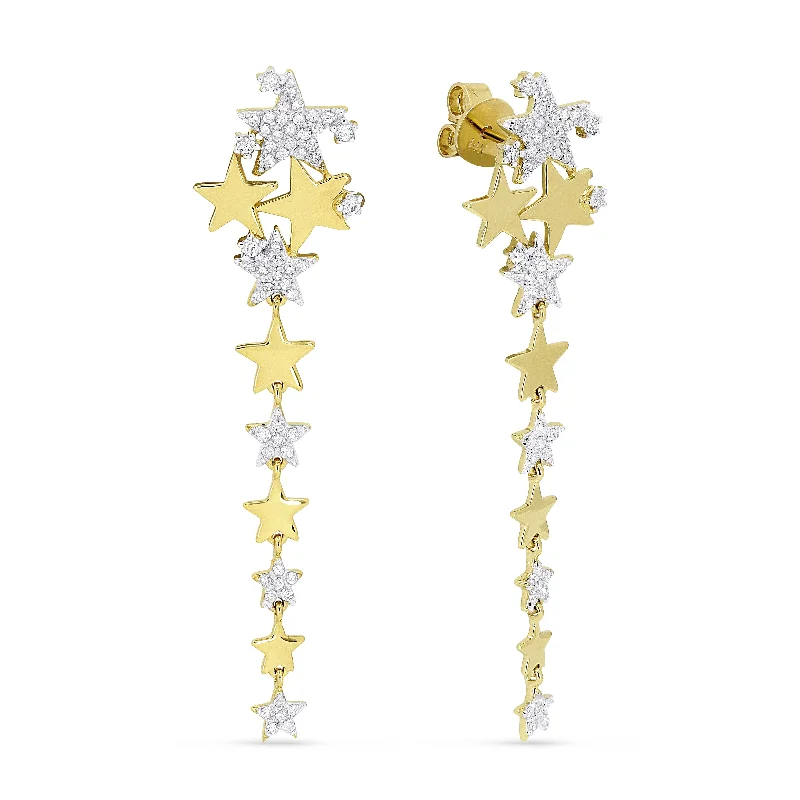 Drop Earrings with Keyhole Designs -18" 0.41Ct White Diamond Drop/dangle Earrings In 14K Yellow Gold