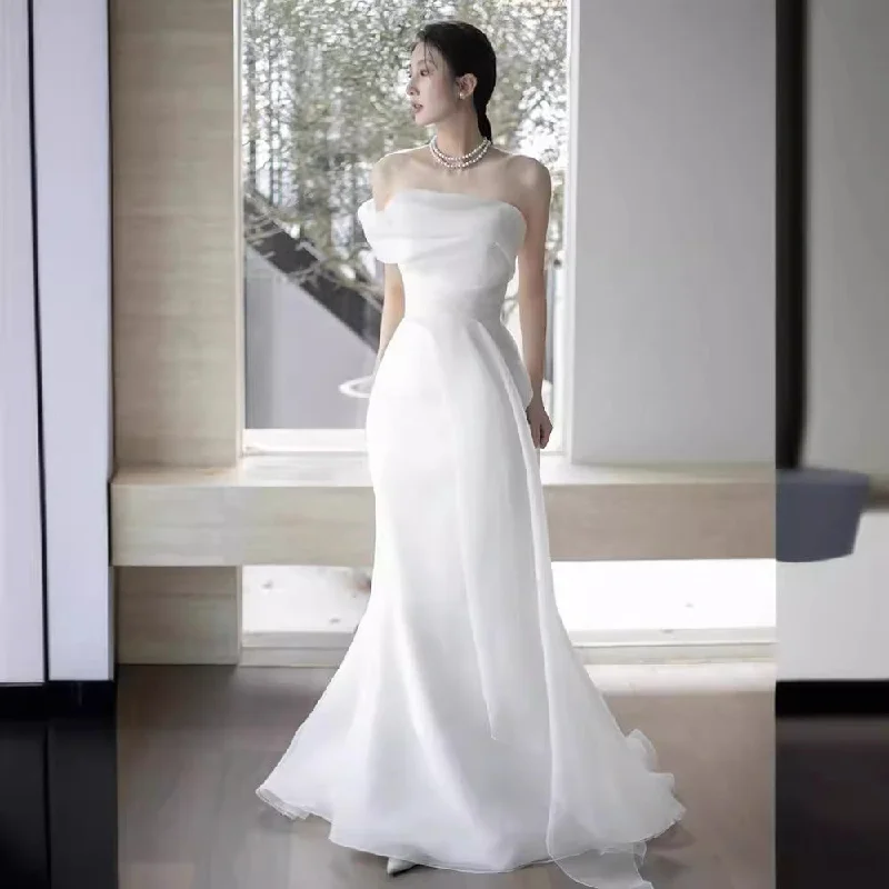 Office Dresses for Business -French Off-shoulder Light Wedding Dress Bride