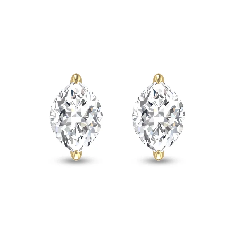 Push Back Drop Earrings for Convenience -Lab Grown 1/2 Carat Marquise Solitaire Diamond Earrings In 14K Yellow Gold