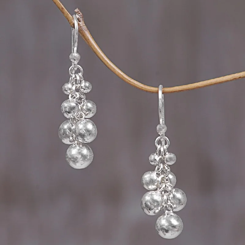 Drop Earrings for Graduation Day -NOVICA Handmade Sterling Silver 'Silver Grapes' Earrings (Indonesia) - 1.6*0.4