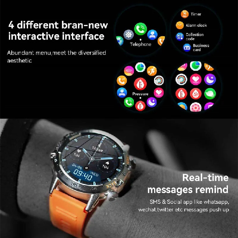 Fitness watches for men with heart rate monitoring and step counting functions -Fashion Personality Outdoor Three-proof Call Watch