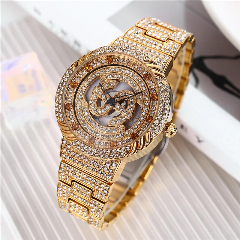 Luxury chronograph watches for women with elegant design and sparkling accents -Waterproof Colorful Rotating Female Quartz Watch