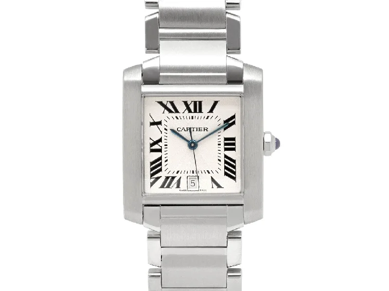 Unique designer watches for men with unconventional dials and bold features -Cartier 'Tank Française' Watch in Stainless Steel, 28 mm