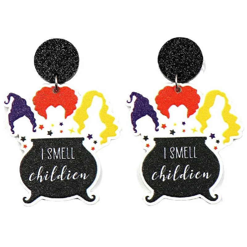 Detachable Drop Earrings with Charms -Wholesale New Halloween Witch Magic Pot Earrings Acrylic Jewelry