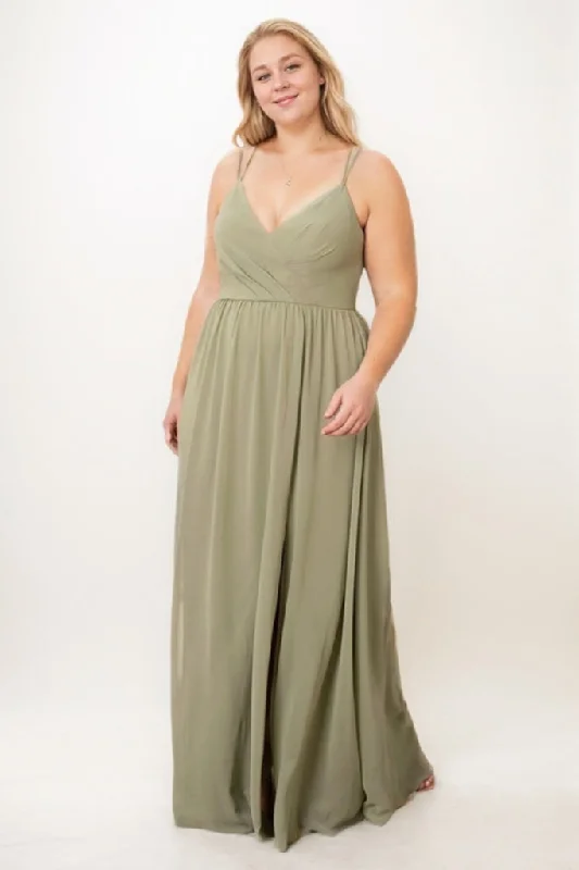 Bridesmaid Dresses for Ceremony -A-Line Maxi Chiffon Bridesmaid Dress CB0728