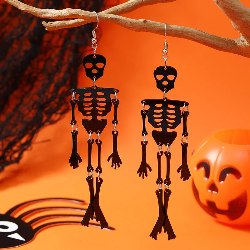 Drop Earrings with Polished Shine -Wholesale  Halloween Ghost Head Luminous Skull Resin Earrings