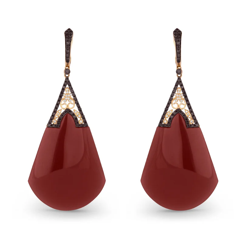 Star Shaped Drop Earrings for Charm -18" 0.82Ct Red Agate Drop/dangle Earrings In 14K Yellow Gold