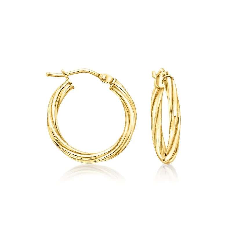 Drop Earrings for Prom Night -Canaria Italian 10kt Yellow Gold Twisted Hoop Earrings