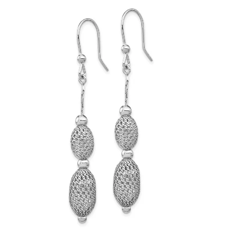 Drop Earrings for Gym Workout -Curata 925 Sterling Silver 66x9.5mm Textured Double Bead Drop Dangle Earrings